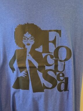 Gildan Blue Muscle Tee with Black Graphic "Focused"